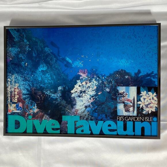Taveuni FIJI Island TRAVEL POSTER DIVE Garden Isle Air New Zealand Found Objects - Picture 1 of 10